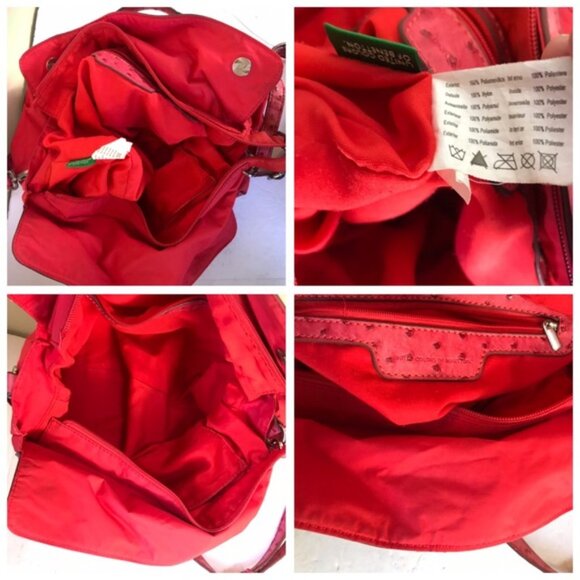 UNITED COLORS OF BENETTON Nylon Satchel Shoulder Crossbody Bag Tote Zip Snap Red - Picture 14 of 15